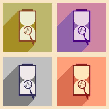 Modern düz simgeler gölge kum saati ve para ile