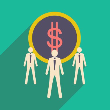Düz tasarım modern vektör çizim simgesi Doları ve çalışanların