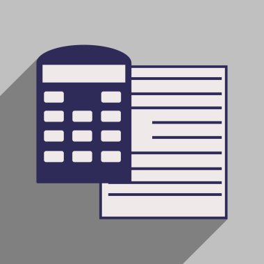 Gölge kağıt ve hesap makinesi ile modern düz simgesi