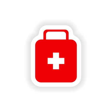 Kağıt tıp göğüs simgesi etiket gerçekçi tasarım