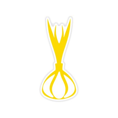 εικονίδιο ρεαλιστικό σχέδιο αυτοκόλλητων ετικεττών στο χαρτί σκόρδο