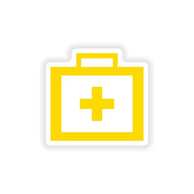 Kağıt tıp göğüs simgesi etiket gerçekçi tasarım