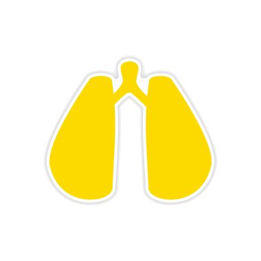 Kağıt akciğerler üzerinde simgesi etiket gerçekçi tasarım