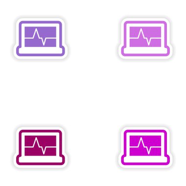 Beyaz arka plan EKG makinede kağıt etiketleri ayarla