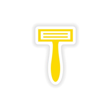 simgesi etiket gerçekçi tasarım üzerinde kağıt tıraş makinesi