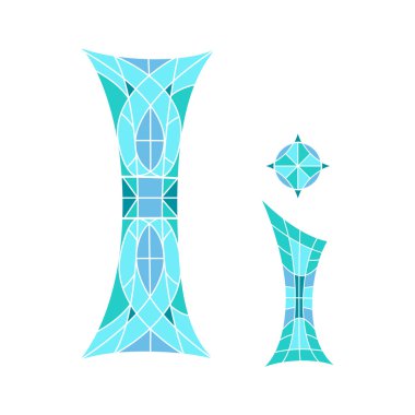 Düşük Poli harf ı mavi mozaik çokgen