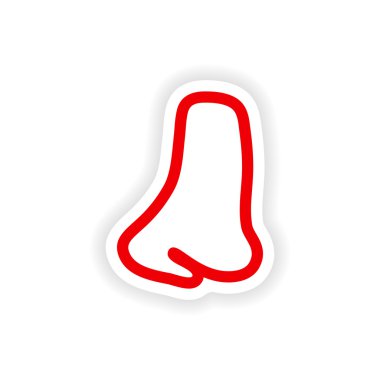 Beyaz arka plan insan burun kağıt etiket