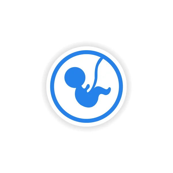 Adesivo carta su sfondo bianco bambino nel grembo materno — Vettoriale Stock