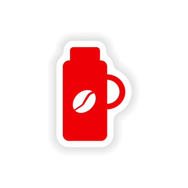 Icon sticker realistic design on paper thermos — Stock Vector