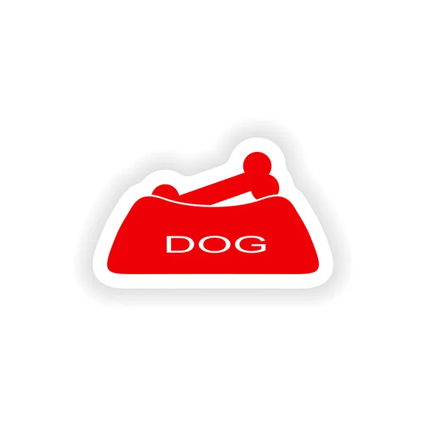 Adesivo icona design realistico sulla ciotola del cane di carta — Vettoriale Stock