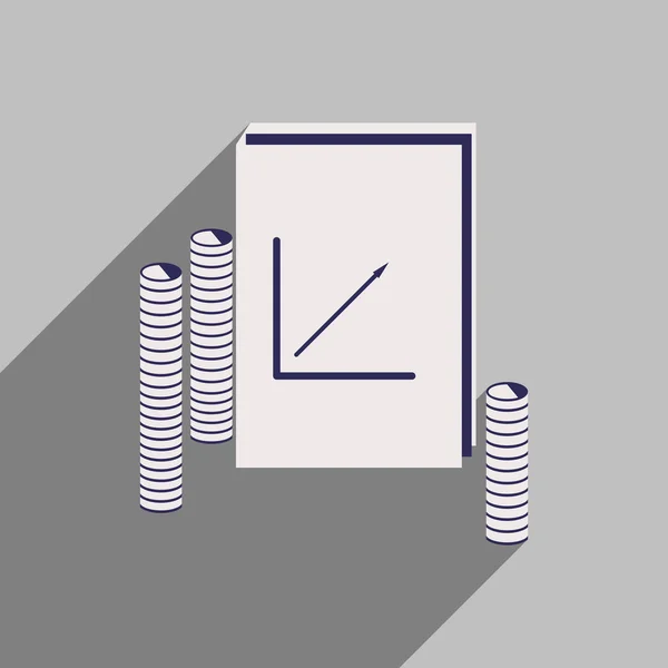 Moderne flache Ikone mit Schattenbericht und Münzen — Stockvektor