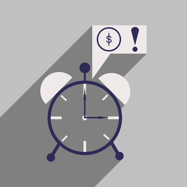 Icono plano moderno con reloj despertador de sombra — Vector de stock