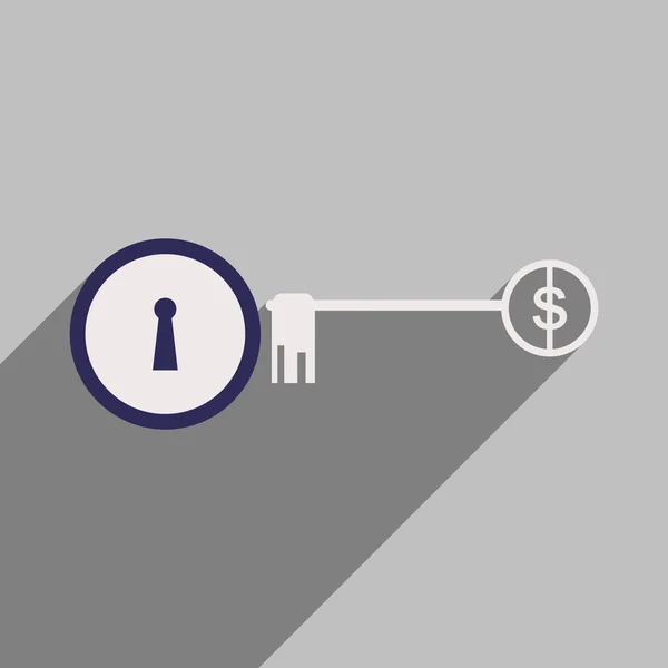 Moderne platte icoon met schaduw sleutelgeld — Stockvector