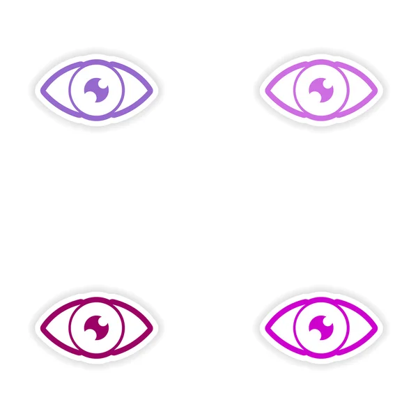 Uppsättning av papper klistermärken på vit bakgrund mänskliga ögat — Stock vektor