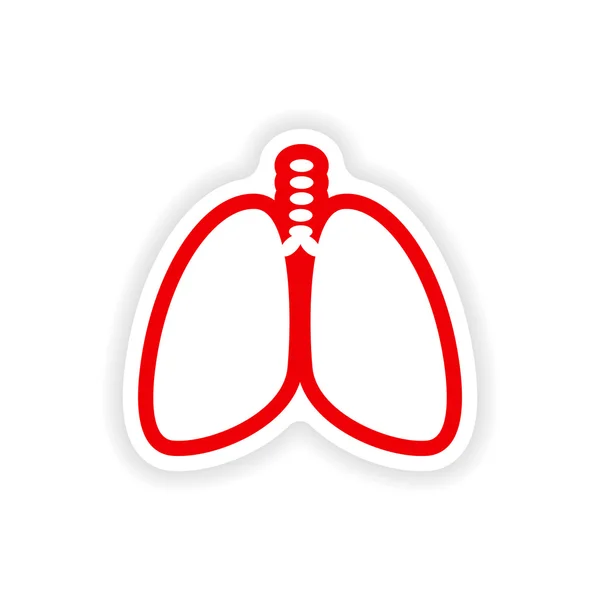 Pegatina de papel sobre fondo blanco pulmones humanos — Vector de stock