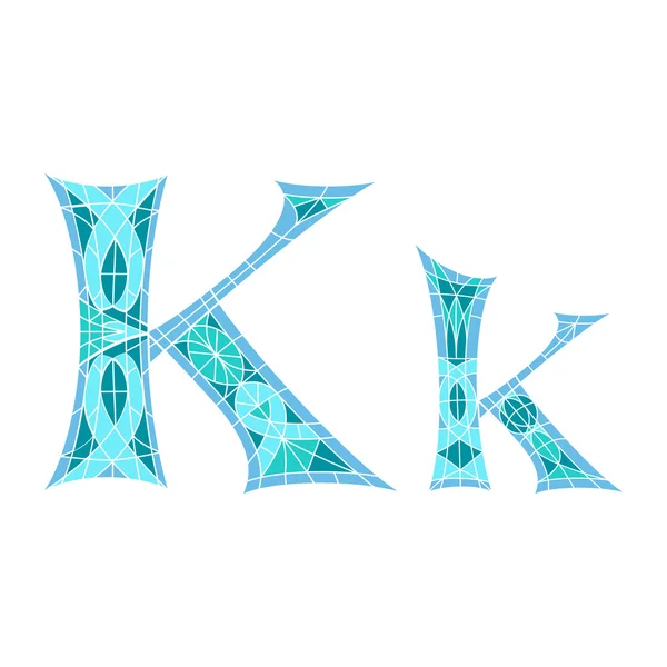 Mavi mozaik çokgen düşük Poli harf K — Stok Vektör