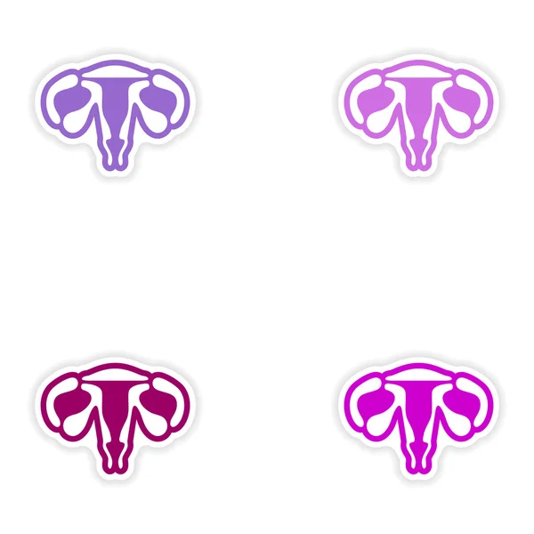 Set of paper stickers on white background vagina — Stock Vector