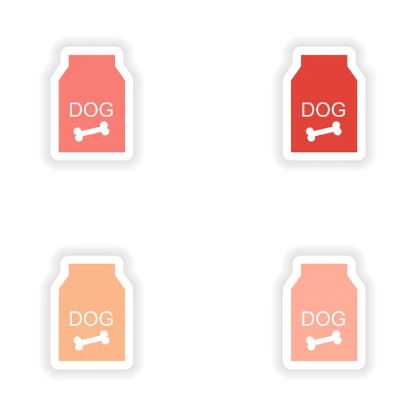 Montaggio disegno adesivo realistico su cibo per cani di carta — Vettoriale Stock