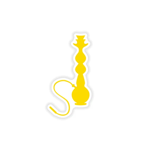 Pictogram sticker realistische ontwerp op papier waterpijp shisha — Stockvector