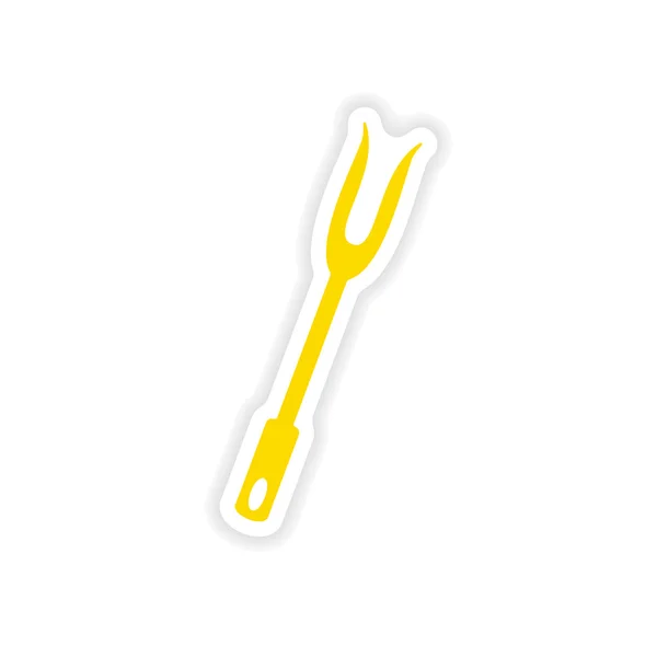 Icon sticker realistic design on paper fork — Stock Vector