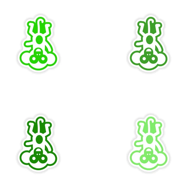 Tata stiker kertas pada latar belakang putih simpanse kecil - Stok Vektor