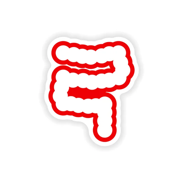 Pegatina de papel sobre fondo blanco intestino humano — Vector de stock