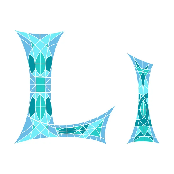 Low Poly Buchstabe l im blauen Mosaik-Polygon — Stockvektor