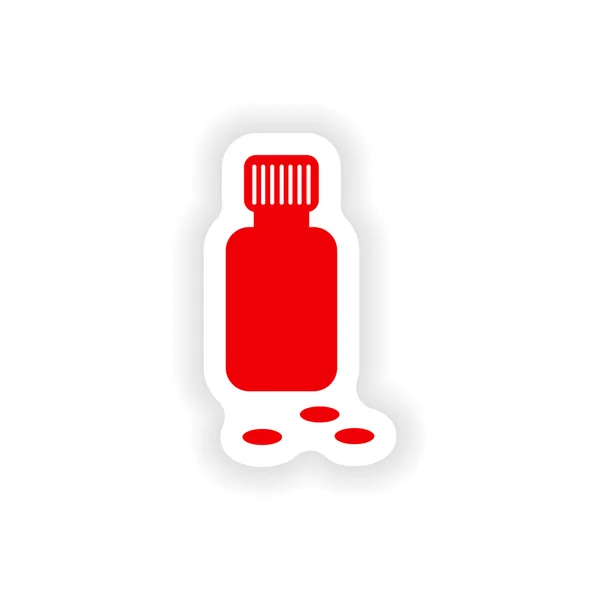 Icon sticker realistic design on paper bottle of pills — Stock Vector