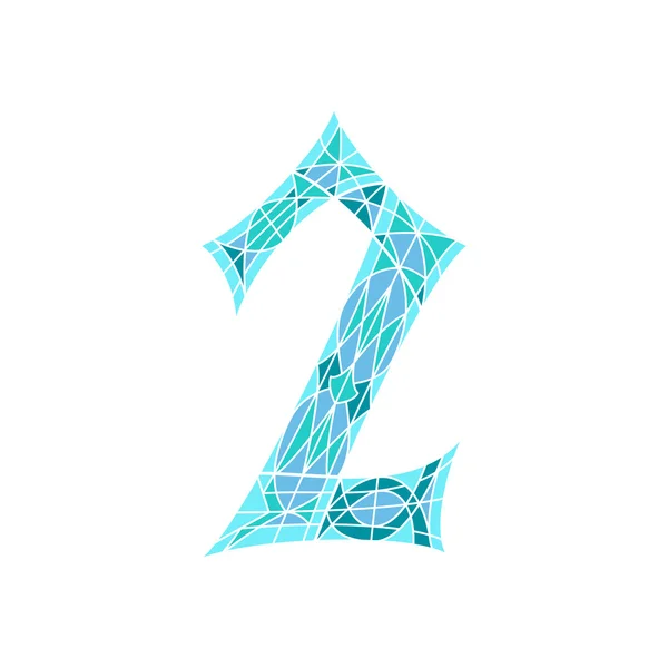 Poly numéro 2 bas en polygone mosaïque bleue — Image vectorielle