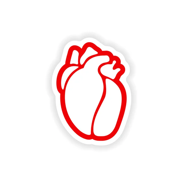 पांढरा पार्श्वभूमीवर कागद स्टिकर मानवी हृदय — स्टॉक व्हेक्टर
