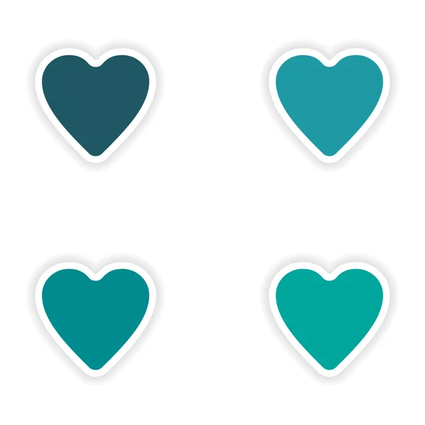 Vergadering realistische sticker ontwerp op papier harten — Stockvector