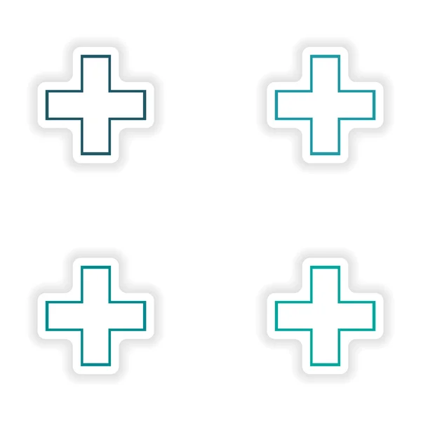 Vergadering realistische sticker ontwerp op papier medische Kruis — Stockvector