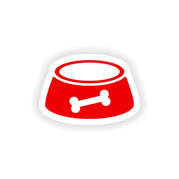 Icon sticker realistic design on paper dog bowl — Stock Vector