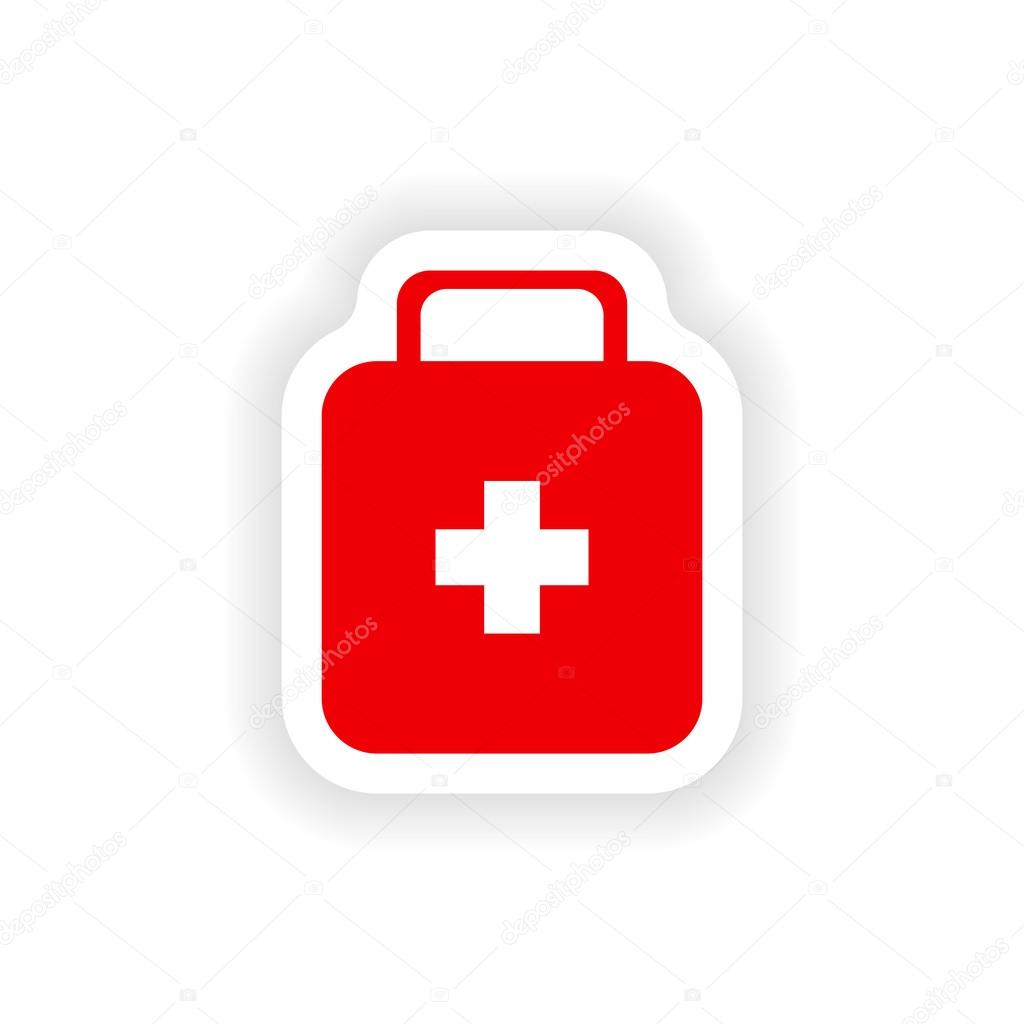 icon sticker realistic design on paper medicine chest