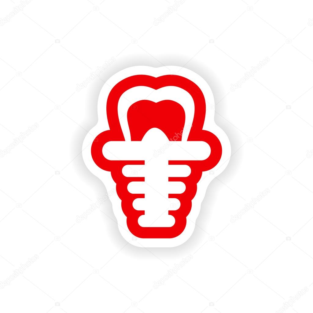 Paper sticker on white background false tooth