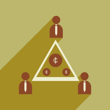 Düz gölge simge grup insan ile paralar