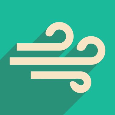 Düz gölge simgesi ve mobil uygulama rüzgar ile