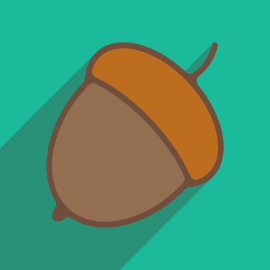 Düz gölge simgesi ve mobil uygulama meşe palamudu ile