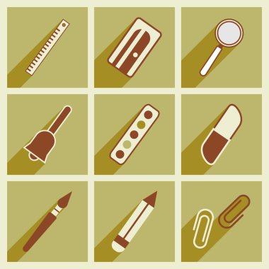 Gölge kavramı ile düz ve mobil uygulama okul malzemeleri