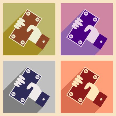 Düz gölge simgesi kavramı Doları ile el