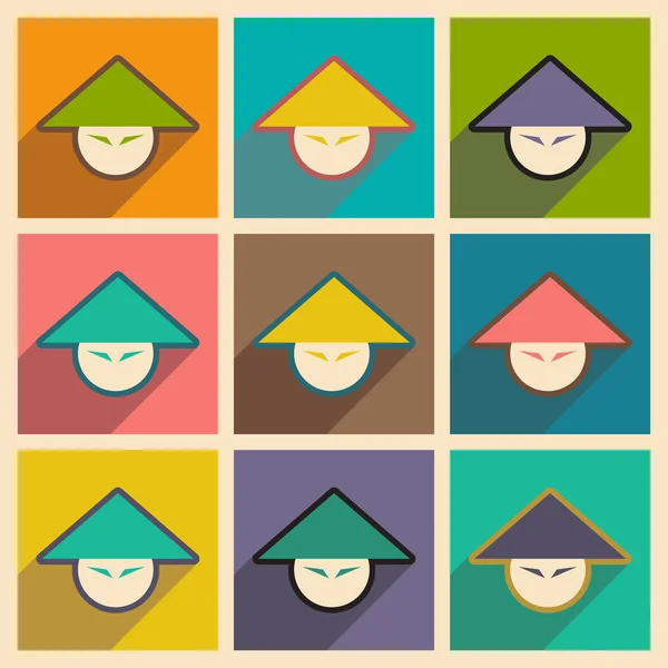 Icônes d'assemblage chapeaux japonais — Image vectorielle