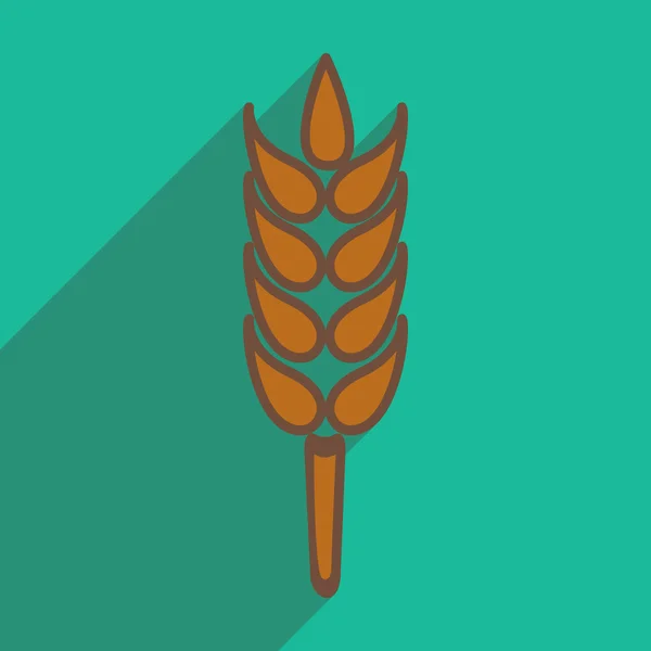 Flat com ícone de sombra e aplicação móvel de trigo ouvido — Vetor de Stock