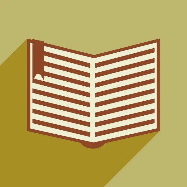 Plano com ícone de sombra e aplicativo móvel livro aberto — Vetor de Stock
