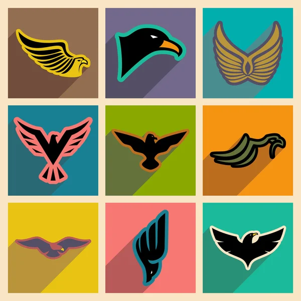 Stylish set of eagles — Stock Vector