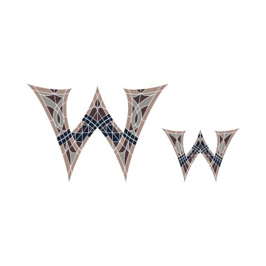 Düşük Poli mektupta kahverengi mozaik çokgen W