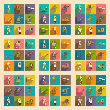 Modern düz simgeler ile gölge Ekonomi ve Finans