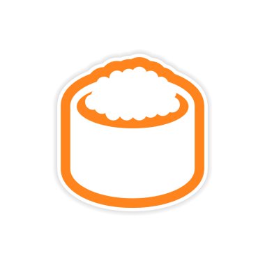 etiket suşi beyaz bir arka plan üzerinde havyar ile