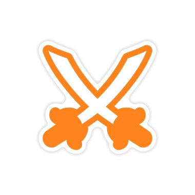 etiket Bright kılıç beyaz bir arka plan üzerinde geçti.