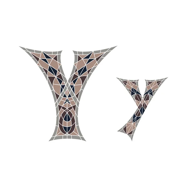 Χαμηλή πολυ γράμμα Y σε καφέ μωσαϊκό πολύγωνο — Διανυσματικό Αρχείο