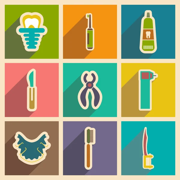 Icons of assembly stomatology in flat style — Stock Vector